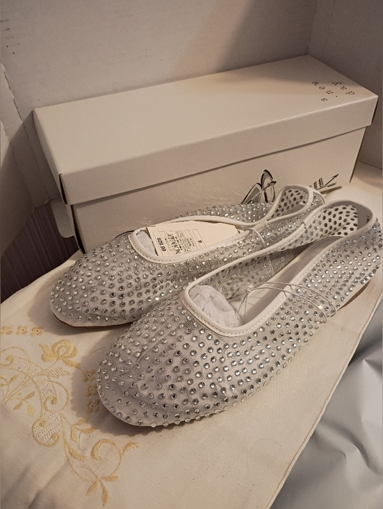 a new day Shoes - New! A New Day White Sheer Mel Flats Dress Shoes, Size 9 Memory Foam